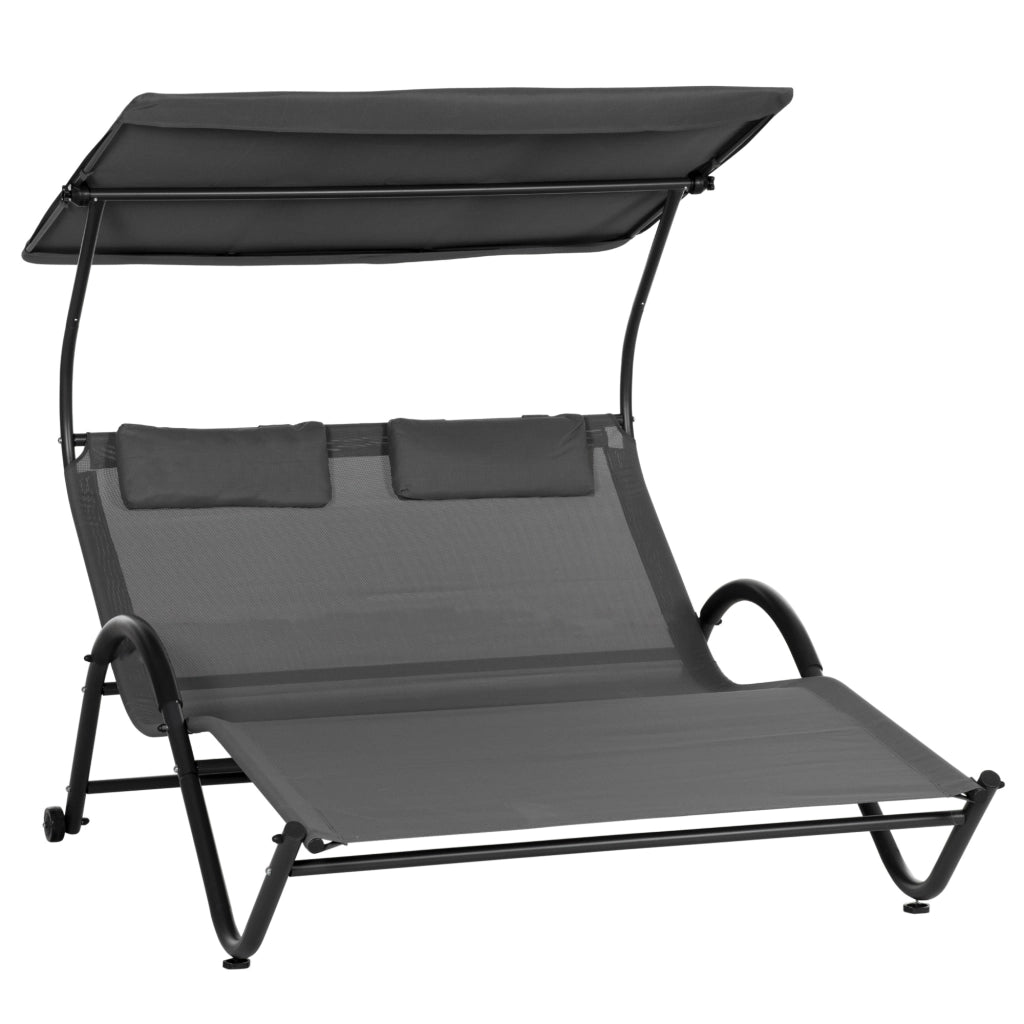 Chaise longue da esterno con cuscino e ruote ¨C zephmum ¨C acciaio e poliestere grigio scuro