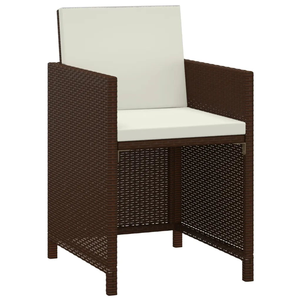 Set da Pranzo da Giardino 3 pz e Cuscini in Polyrattan Marrone cod mxl 65790