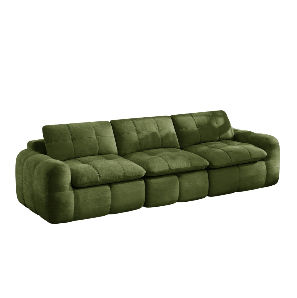 Divano modulare 3 posti 264 cm verde in ciniglia; senza telaio