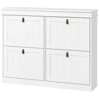 Scarpiera per 20 paia, con 4 cassetti ribaltabili e ripiani regolabili, 105x24x82,5 cm, Bianco