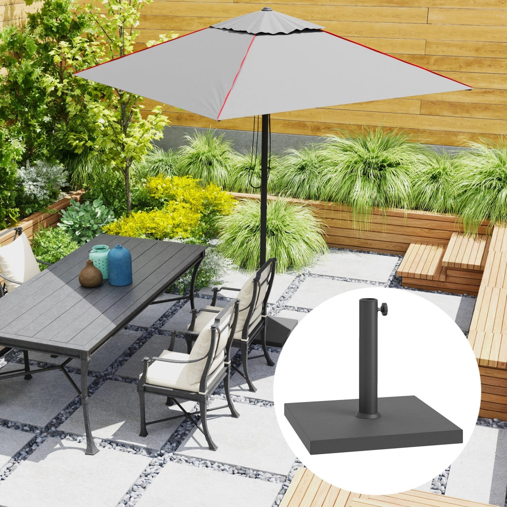 Base per Ombrellone Quadrata in Cemento e HDPE con Manovella ¨C zephmum ¨C Nero 44x44x30 cm