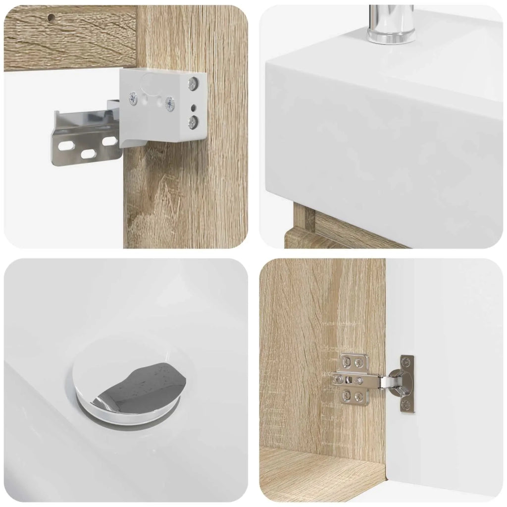 Mobile bagno con rubinetto Rovere Sonoma 45,5 x 22,5 x 84 cm 889503