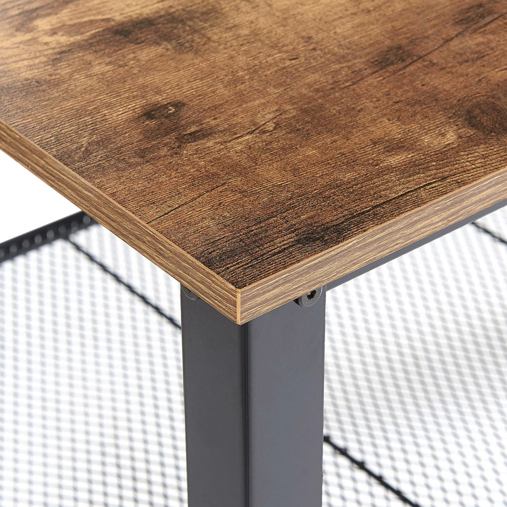 Tavolino da caffè Piano in legno scuro Struttura in metallo Nero Scaffale industriale Rettangolare 106 x 60 cm