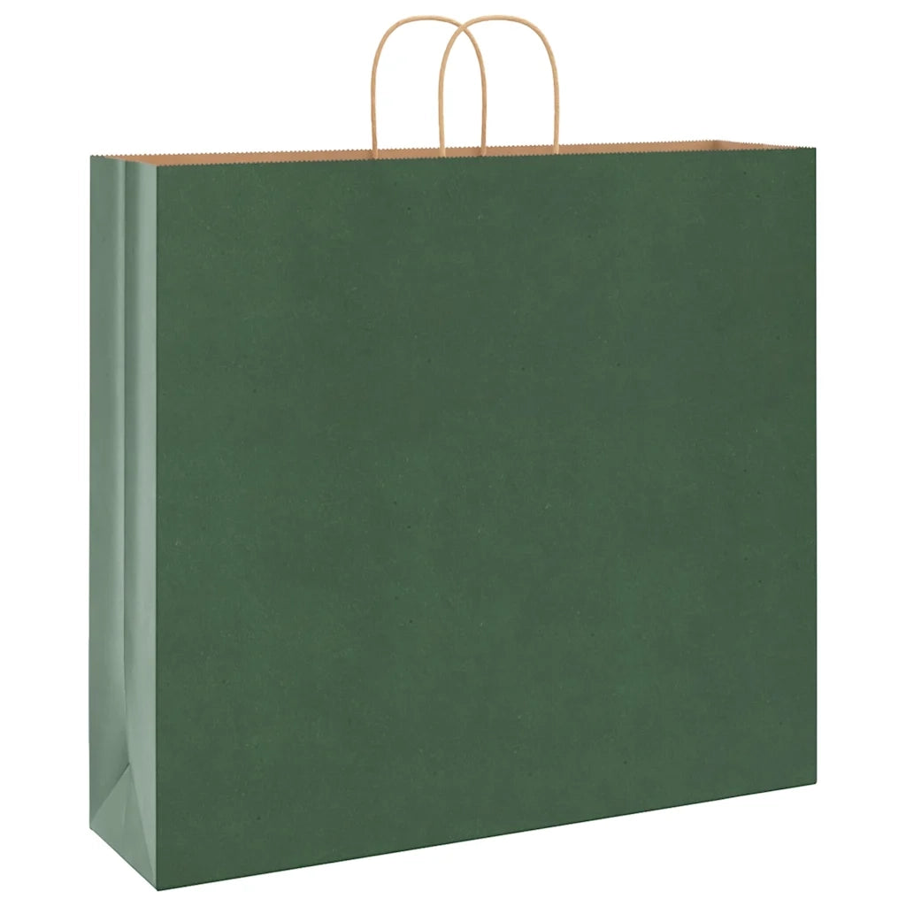 Sacchetti di Carta 250 pz con Manici Verdi 54x15x49 cm