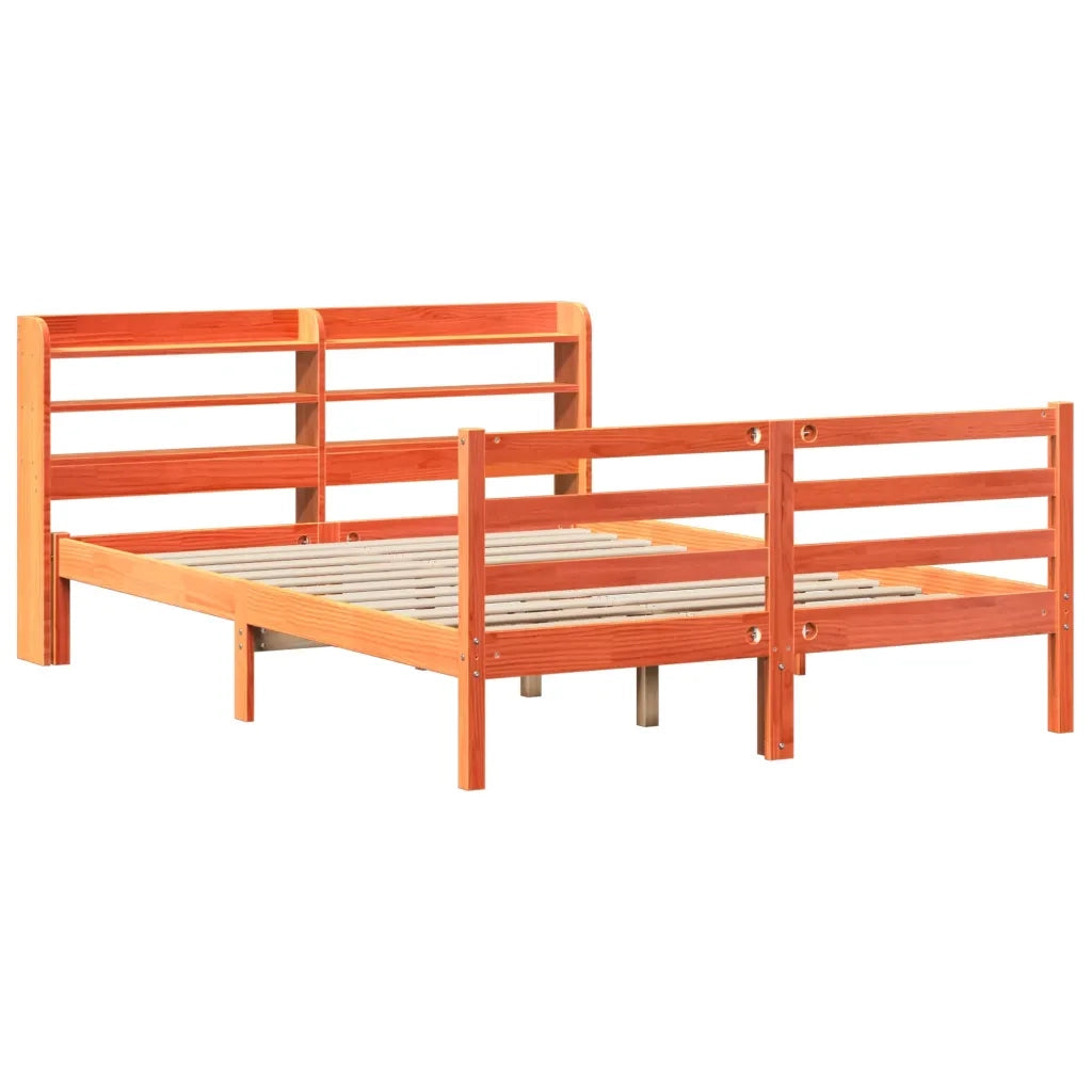 Letto senza Materasso Marrone Cera 135x190 cm in Legno di Pino