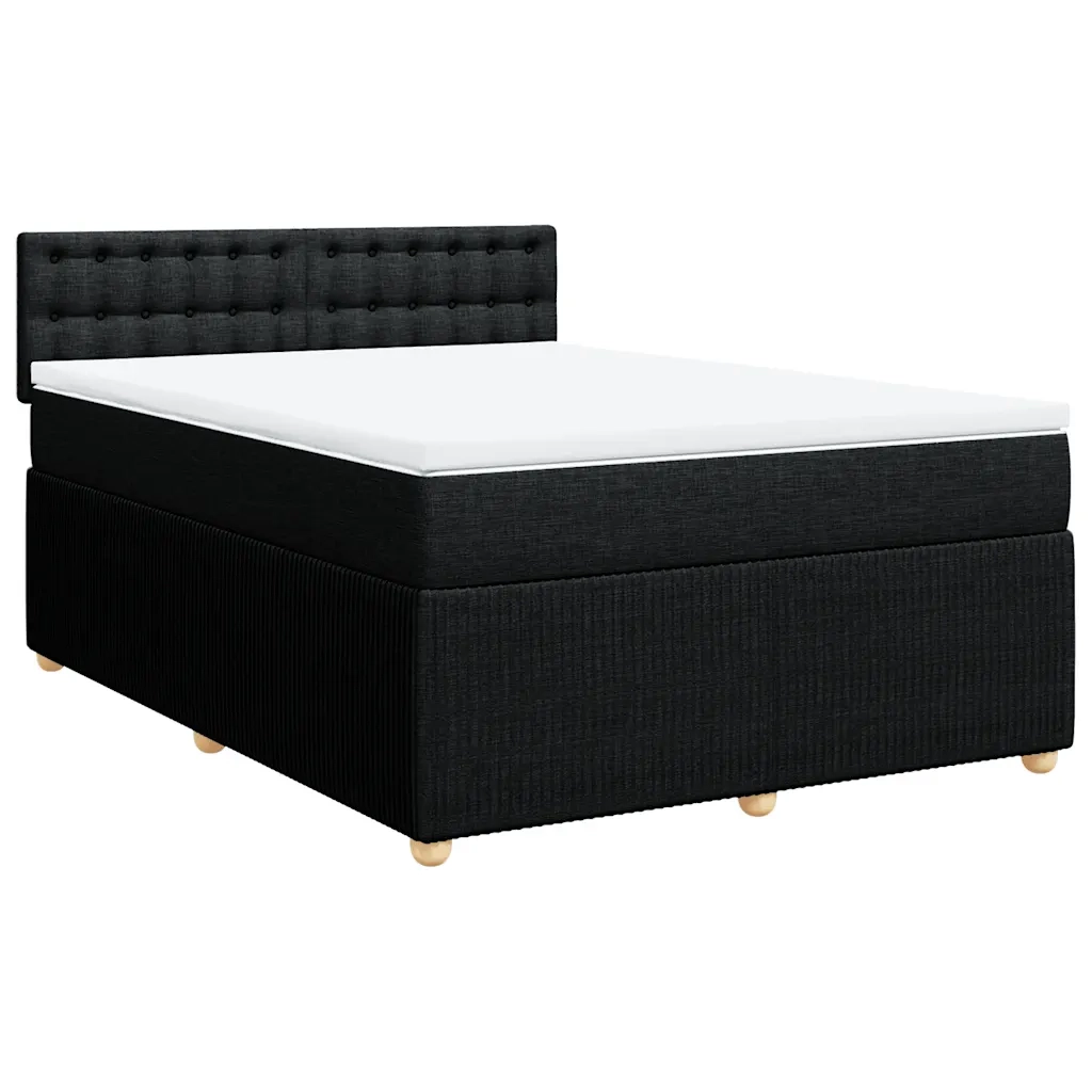 Giroletto a Molle con Materasso Nero 140x190 cm in Tessuto