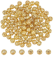Set di 100 gocce a filigrana in ottone - gocce a forma rotonda - per gioielli e progetti di artigianato - diametro: 8 mm - foro: 4 mm