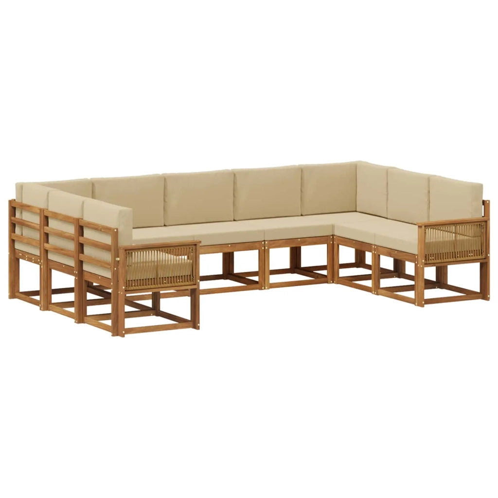 Set di divani da esterno 9 pz Naturale e Beige 3385539