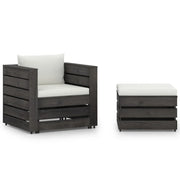 Set Divani da Giardino con Cuscini 2 pz Legno Impregnato Grigio cod mxl 42753