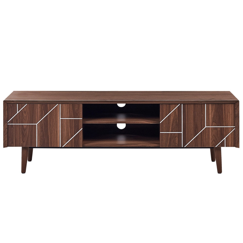 Mobile TV in colore legno scuro con 2 scomparti e 2 ripiani stile retrò soggiorno camera da letto