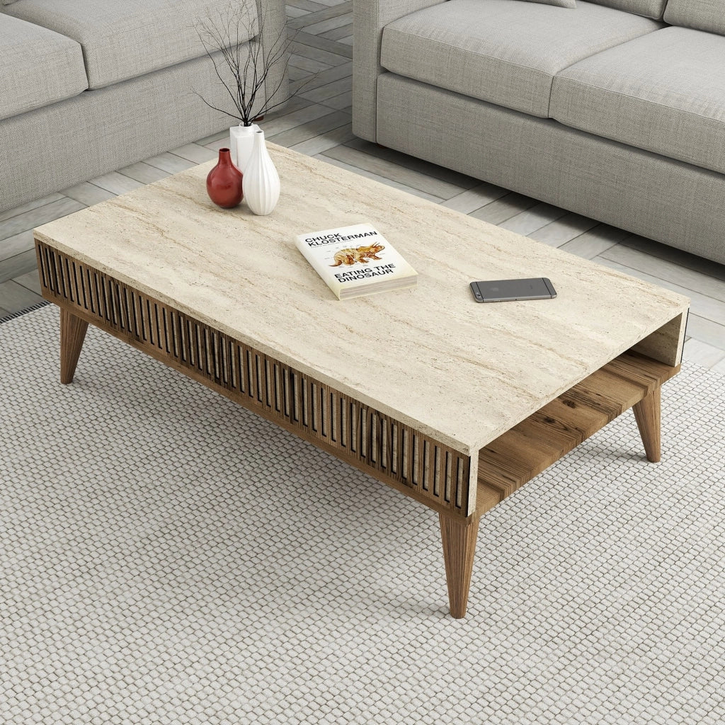 Cassacco, set Mobili da Soggiorno Modulabile, Marrone
