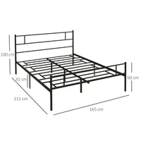 Struttura Letto Matrimoniale 160x200 cm in Acciaio con Doghe Integrate Nero