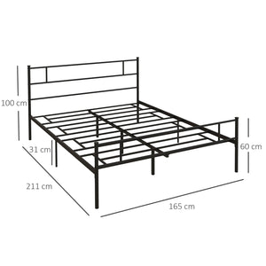 Struttura Letto Matrimoniale 160x200 cm in Acciaio con Doghe Integrate Nero