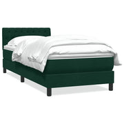 Letto singolo | Letto per adulti | Giroletto a Molle con Materasso Verde Scuro 80x220 cm Velluto