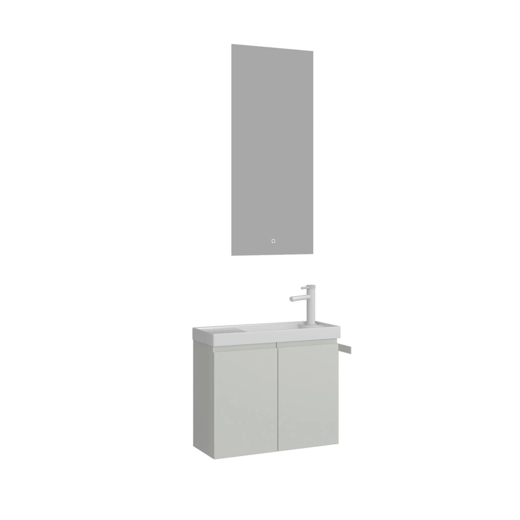 Set mobile lavabo con specchio (2 pezzi) "Ferla 60" - 60 x 22 x 50 cm - Cashmere opaco