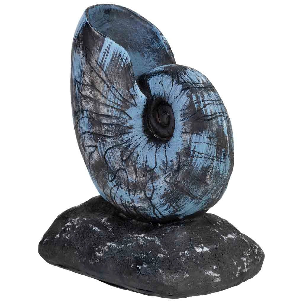 Figura decorativa a forma di conchiglia in resina blu 12x10x17h cm