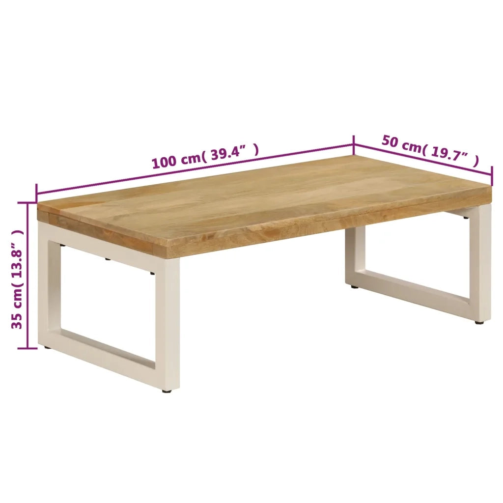 Tavolino da CaffÃ¨ 100x50x35cm Legno Massello di Mango e Acciaio cod mxl 64010