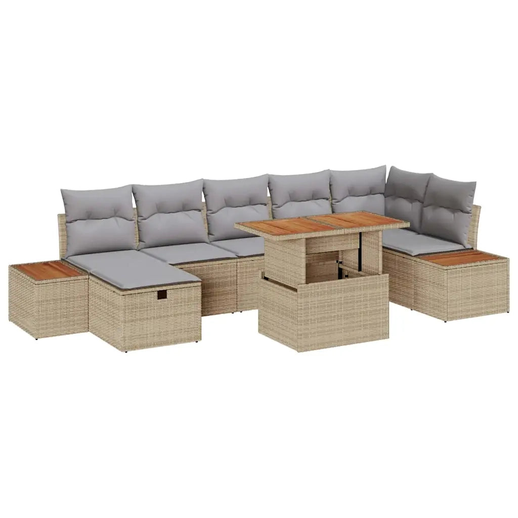 Set Divano da Giardino con cuscino 8 pcs Beige polyrattan 3360085
