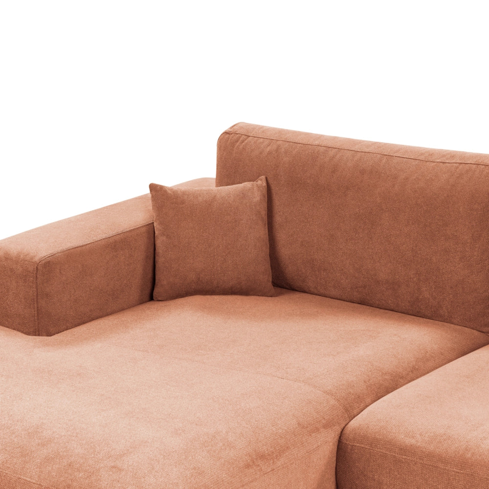 Divano angolare lato destro in Tessuto imbottito rosso chiaro con Cuscini 3 posti stile moderno minimalista