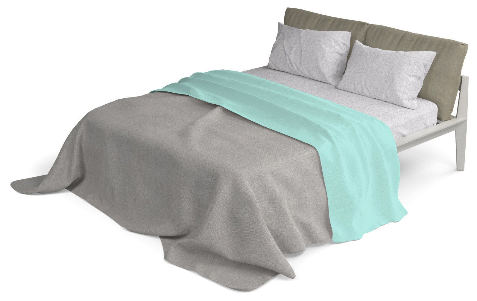 Set Lenzuola Singolo Sopra Sotto e Federe in Cotone Verde Acqua