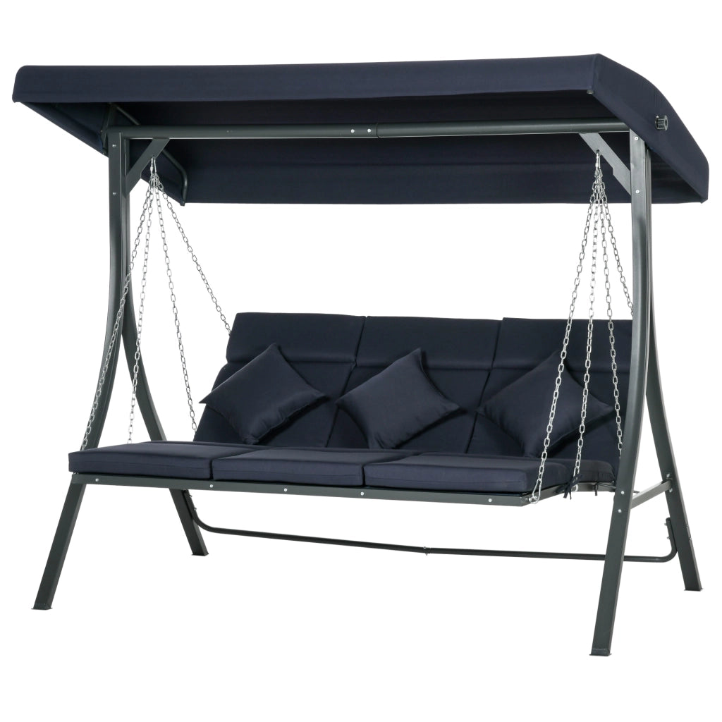 Altalena da Giardino Hollywood 3 Posti ¨C zephmum ¨C 198x118x168 cm, Blu Scuro