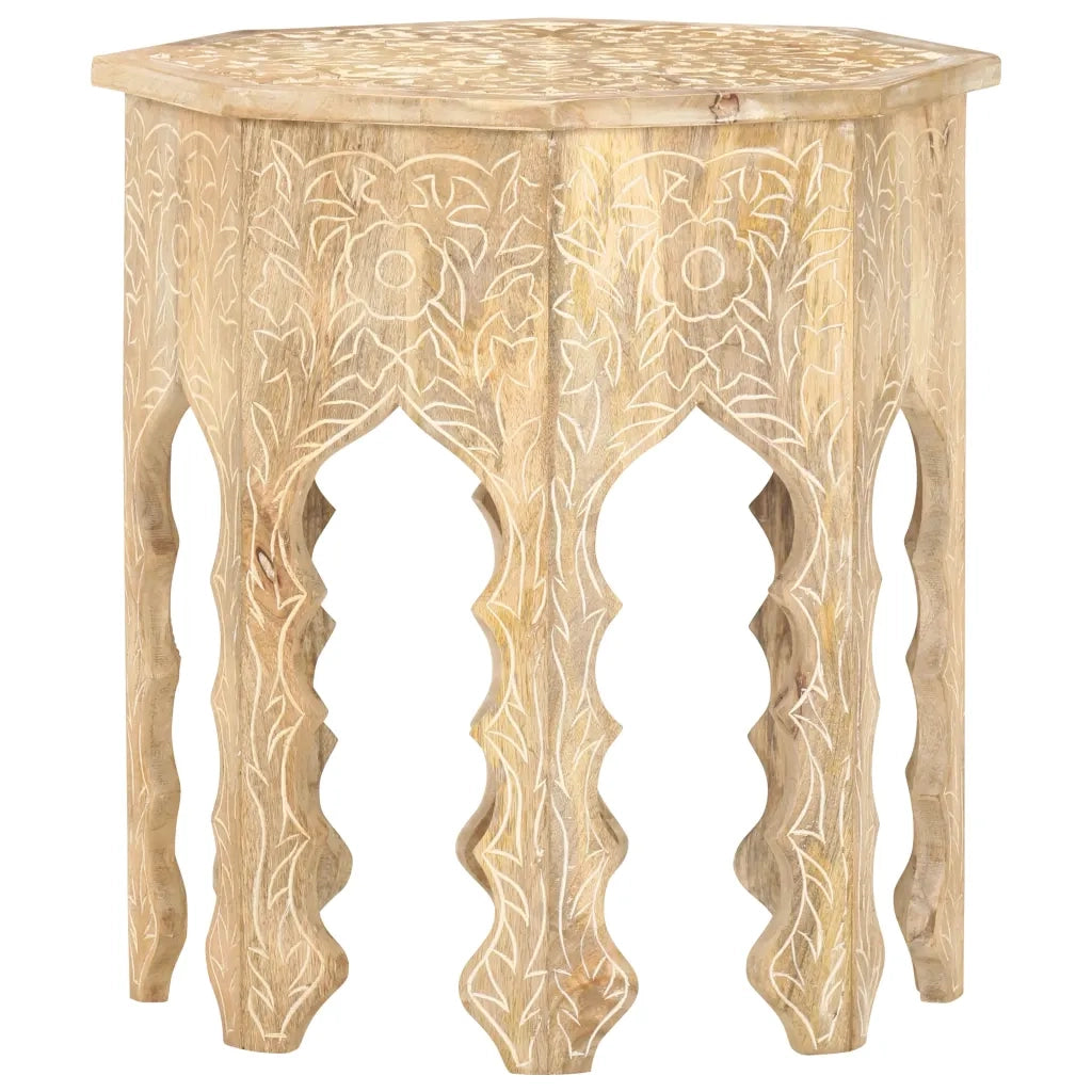 Tavolino da Salotto Ã˜48 cm in Legno Massello di Mango