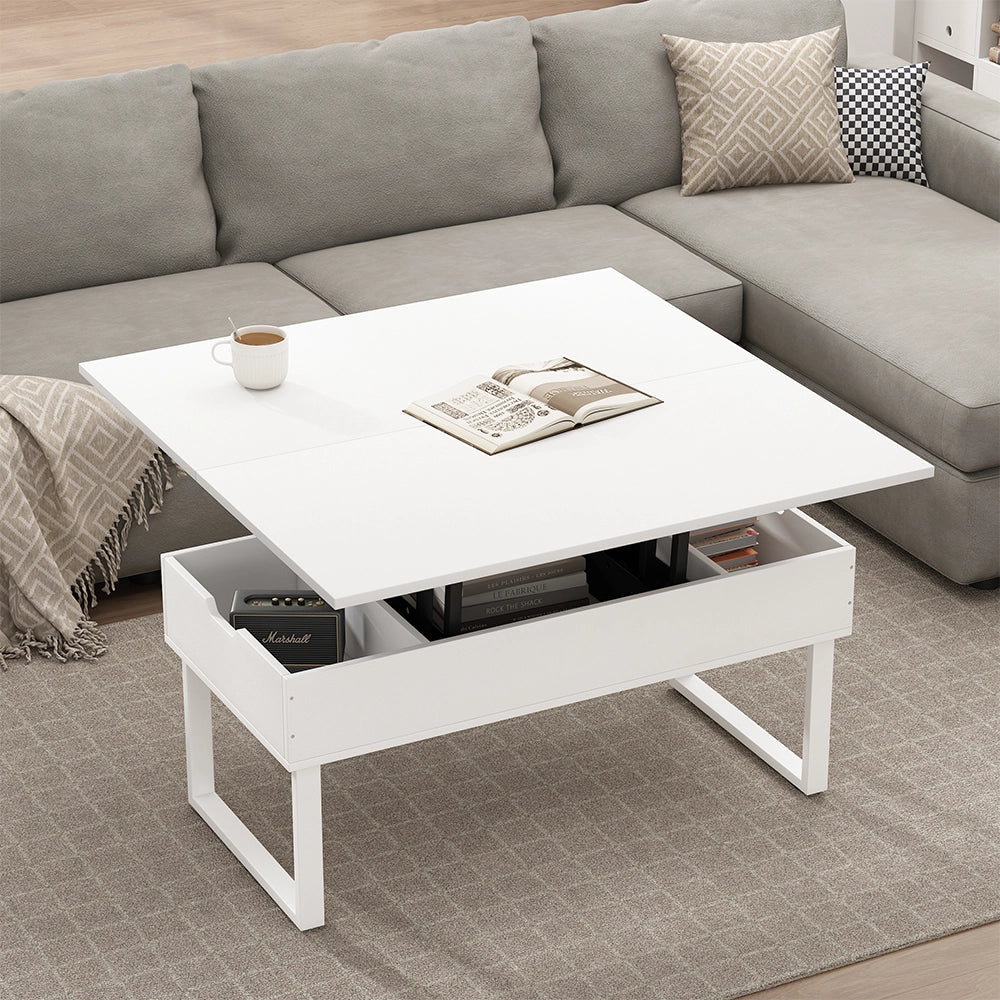 Vicco tavolino soggiorno Bianco 100 x 50 cm con funzione di sollevamento