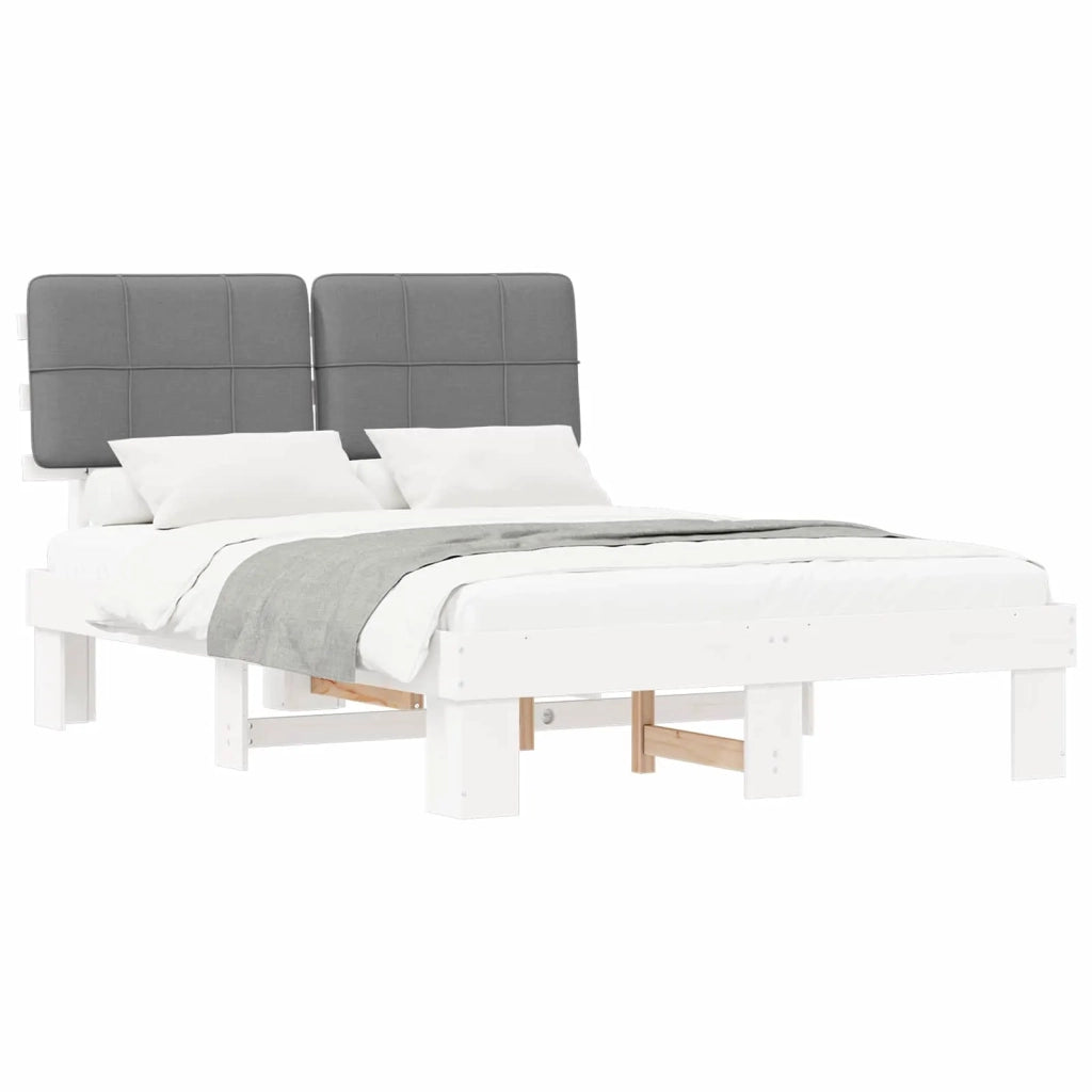 Letto con Testiera Rivestita Grigio chiaro 120 x 200 cm