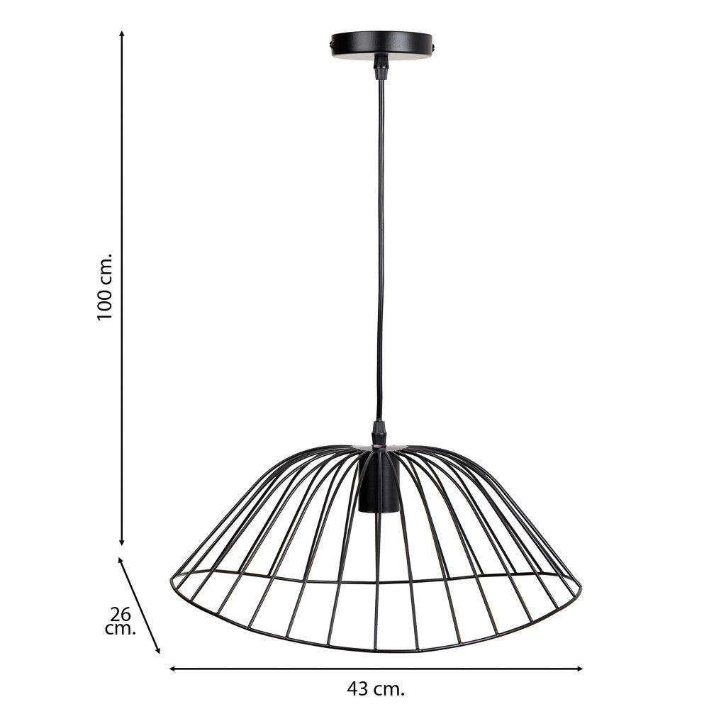 Plafoniera in metallo nero 43x26x100h
