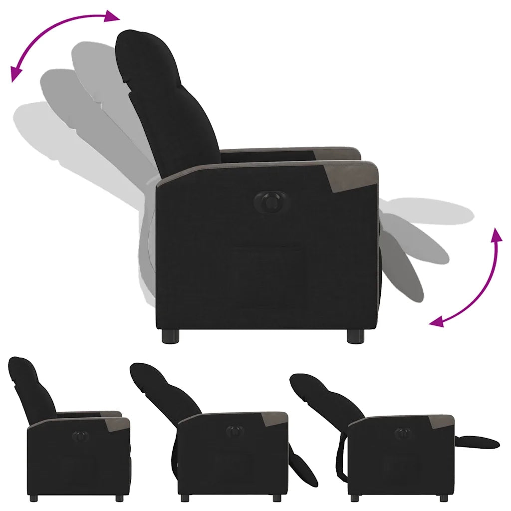 Poltrona | Sedia Relax Elettrica Reclinabile Nera in Tessuto