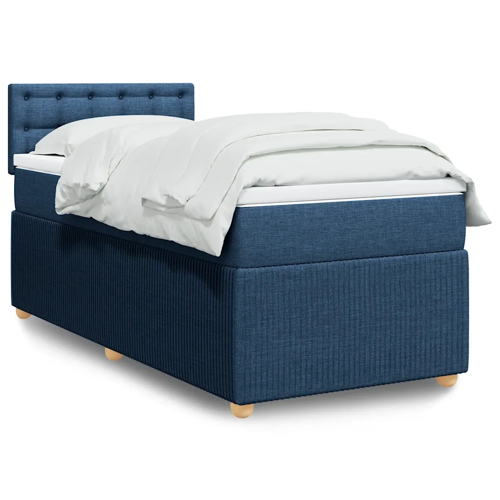 vidaXL Giroletto a Molle con Materasso Blu 90x200 cm inTessuto