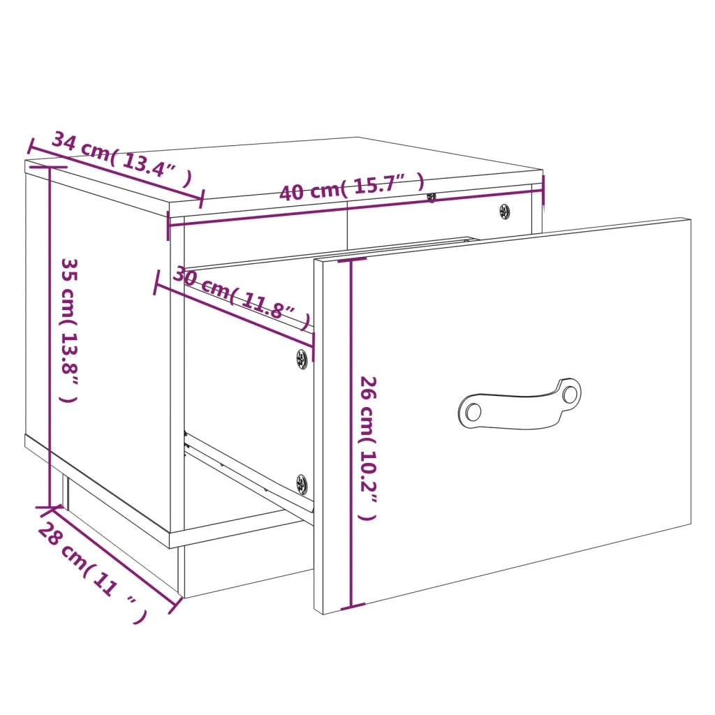 Comodini 2 pz-Set di 2 Tavolino da notte Neri 40x34x35 cm in Legno Massello di Pino