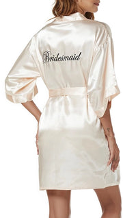 Kimono da sposa per donna, badia di seta, abito da notte corto, leggero, champagne, XL
