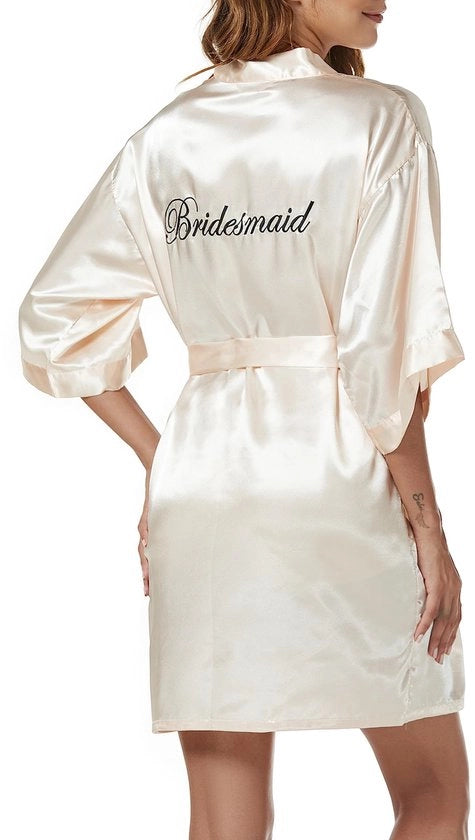 Kimono da sposa per donna, badia di seta, abito da notte corto, leggero, champagne, XL