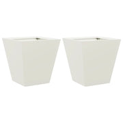 2 pz Fioriere | Cassetta per fiori | Vaso da Giardino Bianche 30x30x30 cm in Acciaio