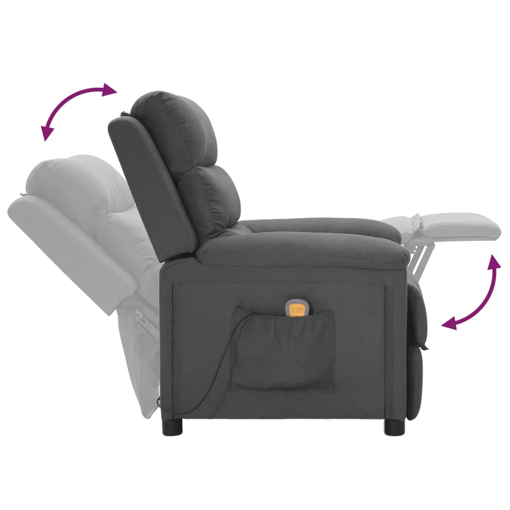 Poltrona Massaggiante | Sedia Relax Grigio Scuro in Tessuto