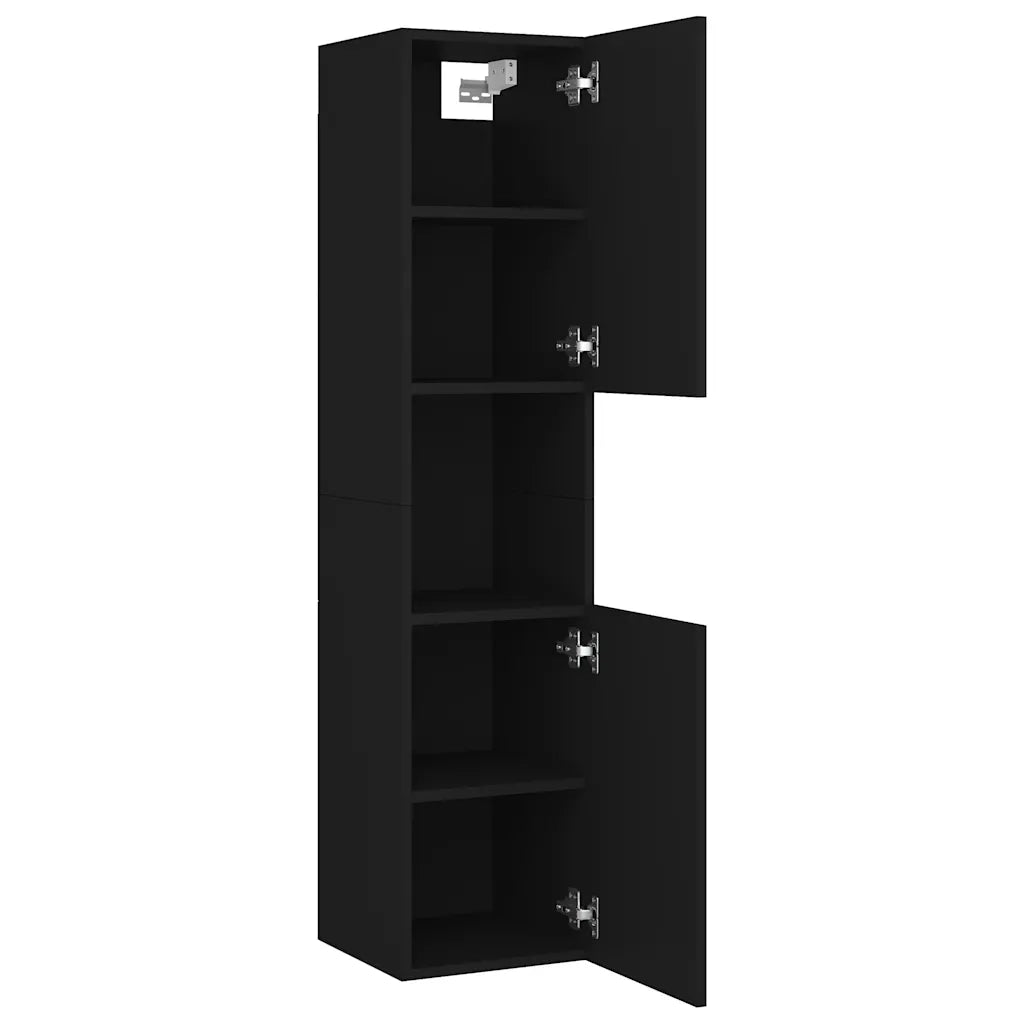 Mobile da Bagno Nero 30x30x130 cm in Legno Multistrato 804998