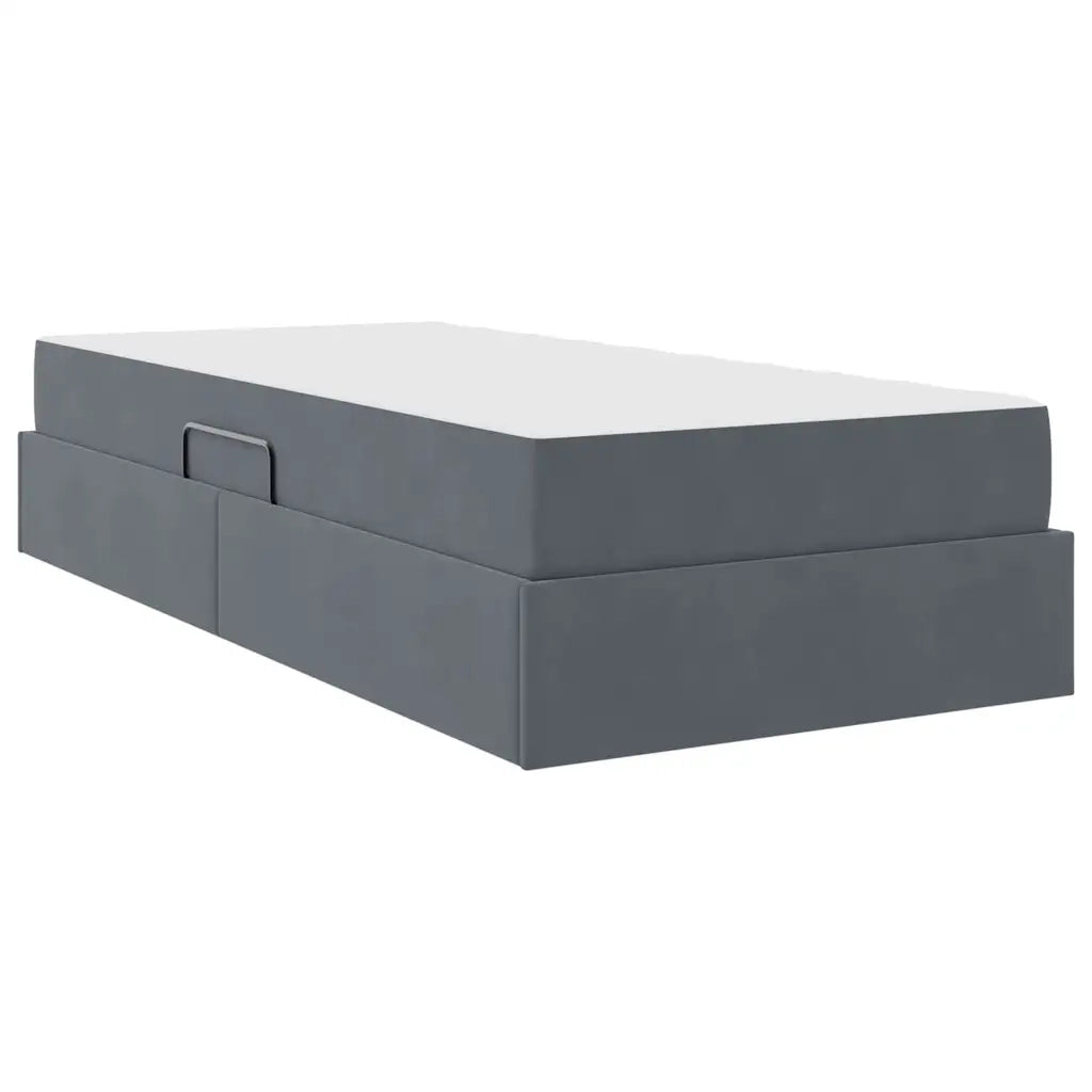 Letto con contenitore e materasso Grigio scuro 90 x 200 cm