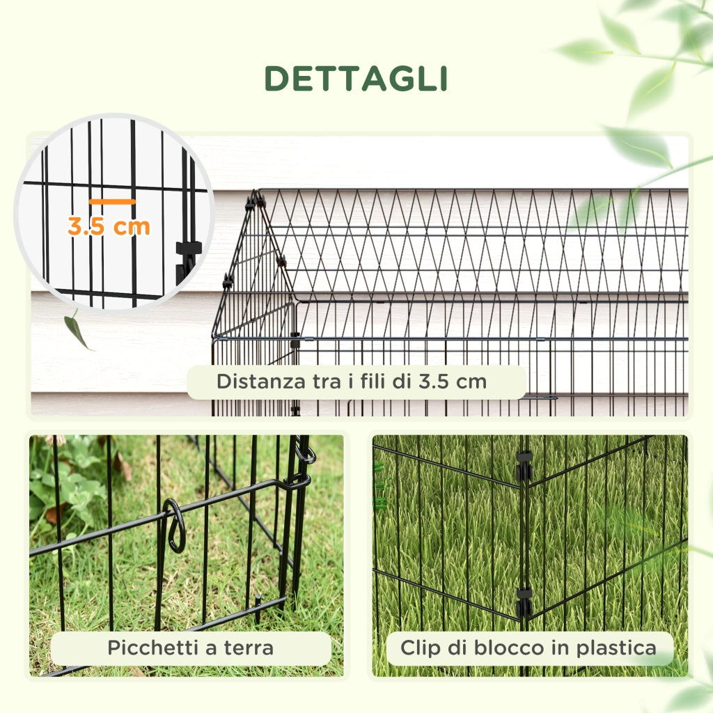 Gabbia per Conigli da Esterno e Interno a Casetta con Tettuccio, 220x85x103cm, Argento