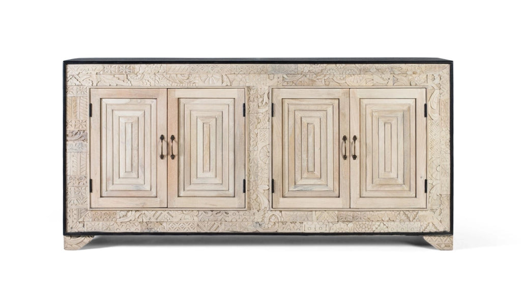 Credenza a quattro ante con dettagli intagliati a mano 195cm