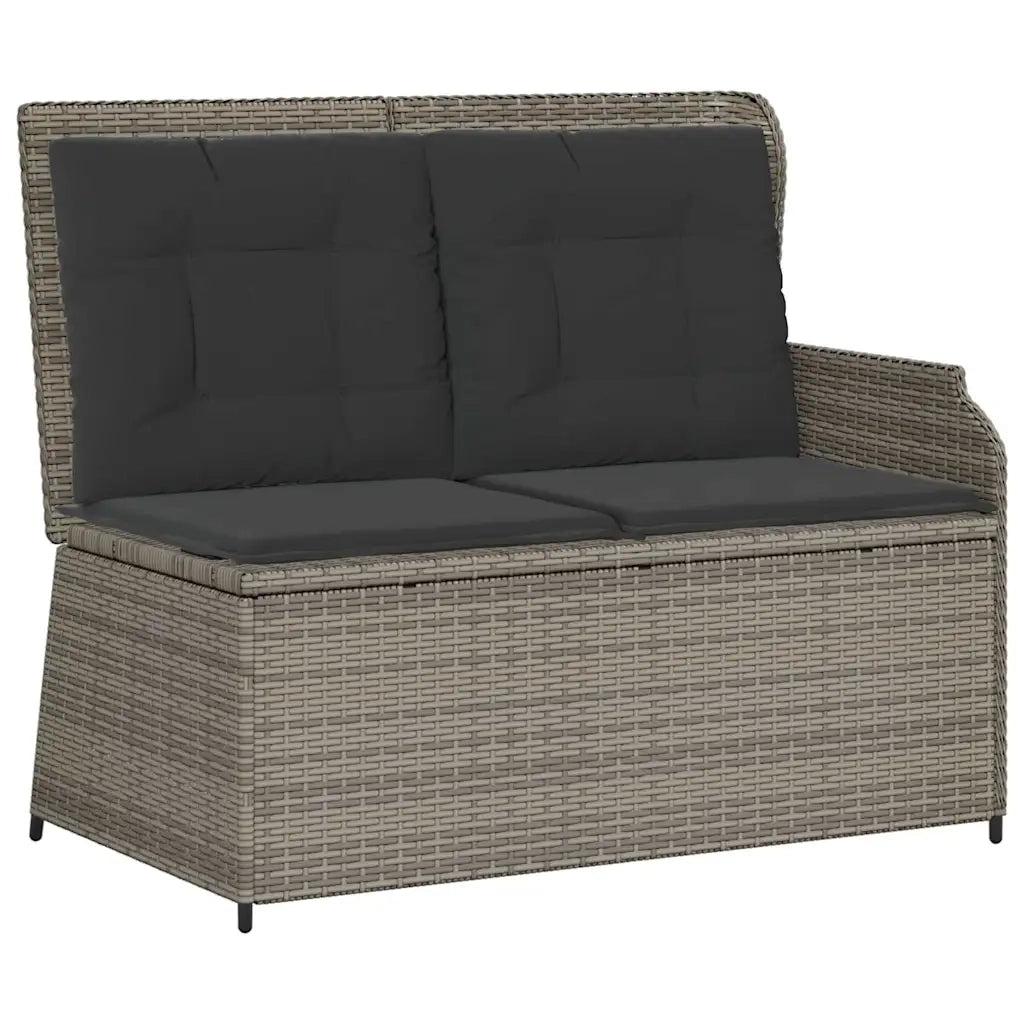 vidaXL Panca Reclinabile da Giardino con Cuscini Grigia in Polyrattan