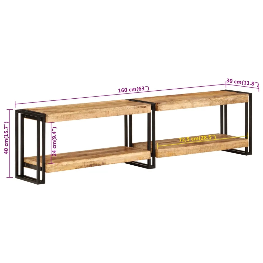 Mobile Porta TV-Credenza per TV 160x30x40 cm in Legno Massello di Mango