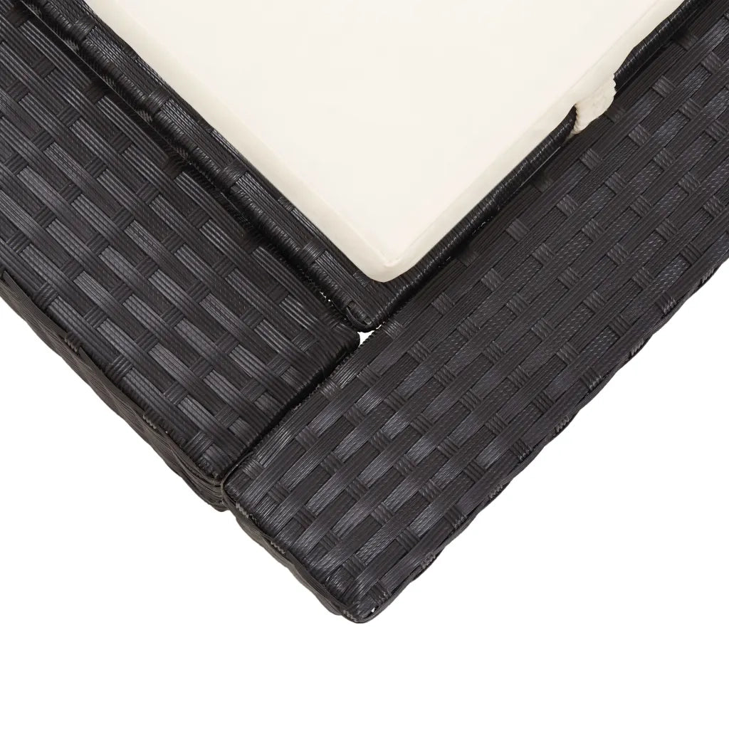 Lettino Prendisole a 2 Posti con Cuscino Nero in Polyrattan cod mxl 59746