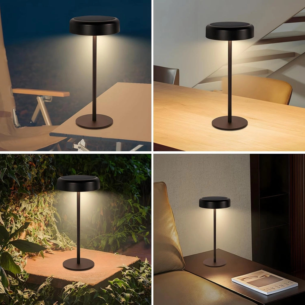 ZMH Lampada da tavolo LED nera touch dimmerabile 3600mAh batteria USB ricarica per comodino soggiorno