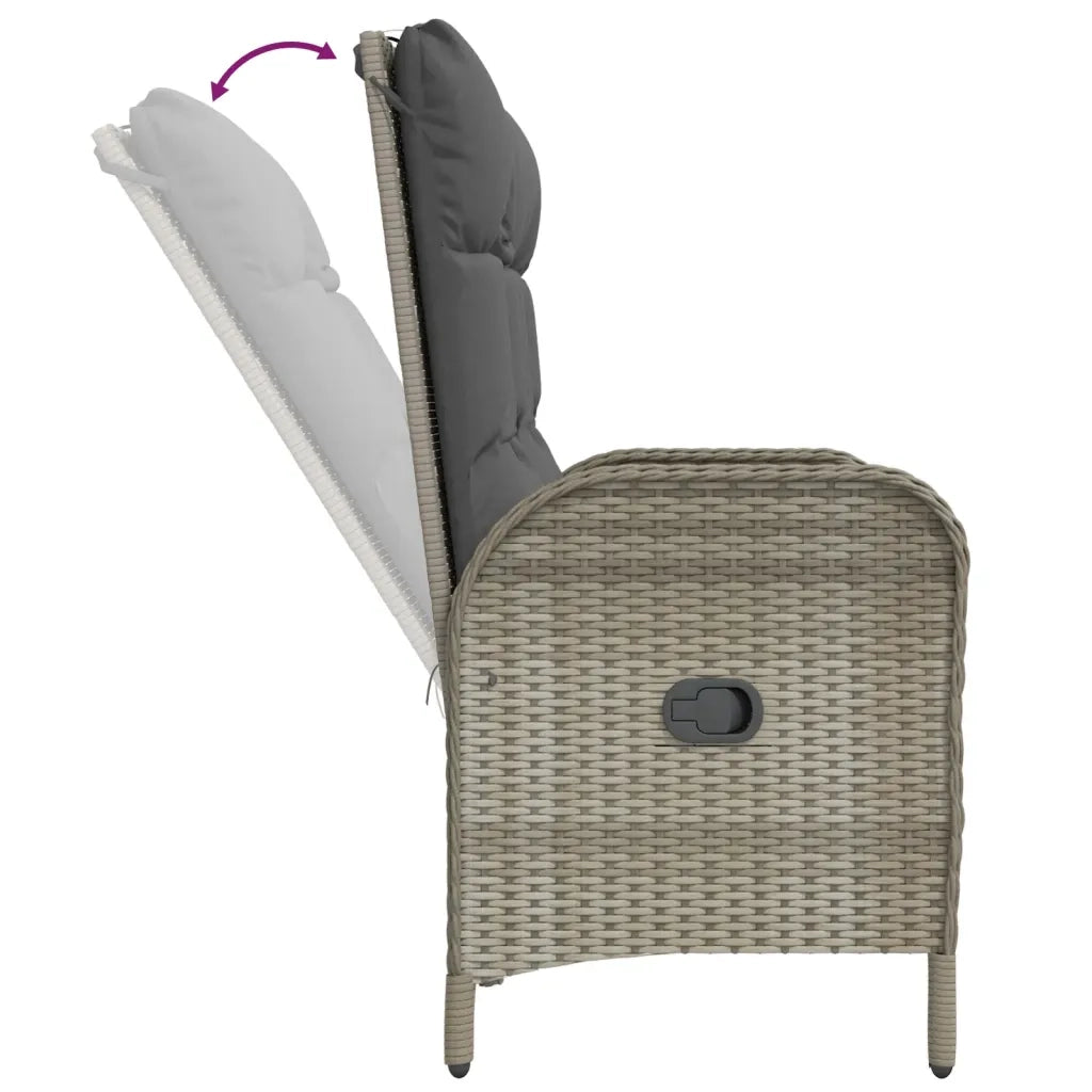 Set da Pranzo da Giardino 2 pz con Cuscini in Polyrattan Grigio 3203502