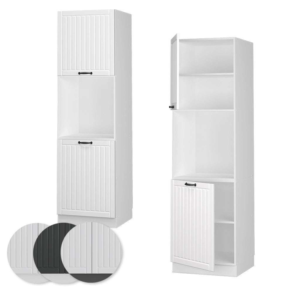 Mobile per forno da incasso Fame-Line Bianco rustico/Bianco 60 cm aperto Vicco