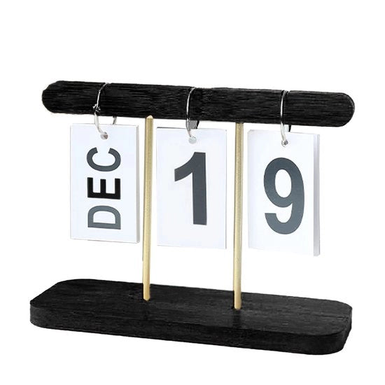 Kalendario da ufficio in legno - Calendario a rotazione eterna - Calendario riutilizzabile - Calendario da ufficio in piedi - 20x14cm - Materiale in legno duraturo