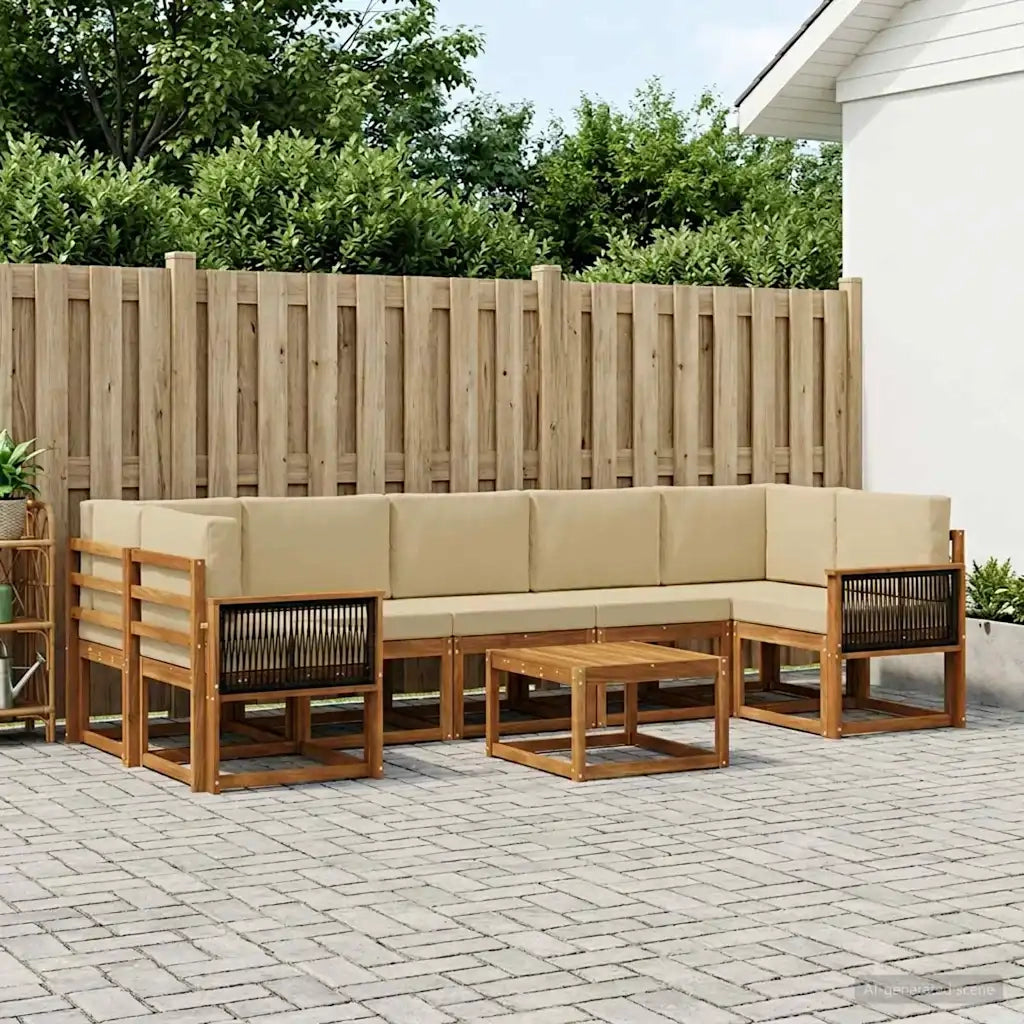 Set di divani da esterno con cuscino 6 pcs Naturale 3385074