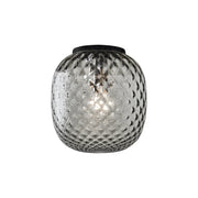 Plafoniera Oban Nera con Vetro Soffiato a Mano Effetto Balloton Fumè - Lampada da Soffitto E27 75W - Rossini Group