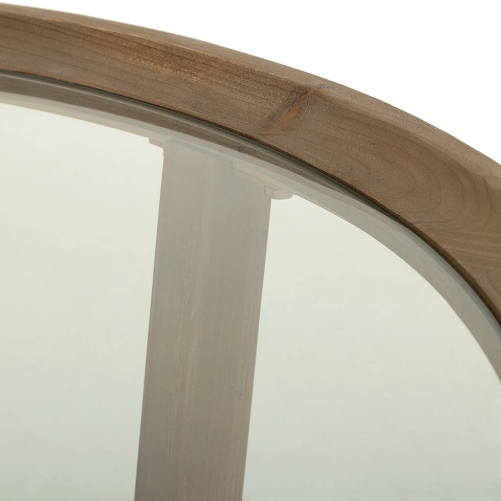 Tavolino da salotto in legno e vetro marrone D100x43,5